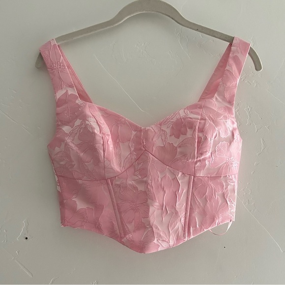 NWT Altar’d State Mirabel Satin Jacquard Crop Bustier Corset Top Size XS Pink - Picture 3 of 16